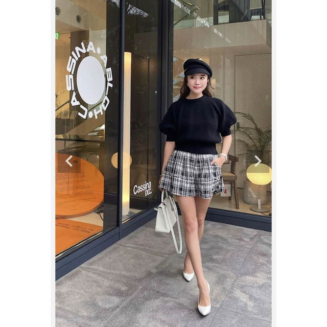 sheller シェリエ ツイードフリンジ キュロット ショートパンツ S 今季-