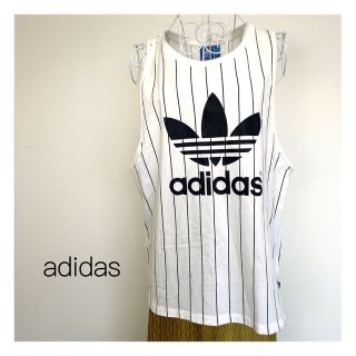 アディダス(adidas)のミスタープー様　　　【adidas】オーバーサイズ　ストライプロゴタンクトップ(Tシャツ(半袖/袖なし))