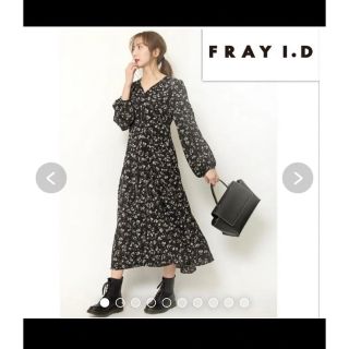 フレイアイディー(FRAY I.D)のFRAY I.D 花柄 ワンピース 黒(ロングワンピース/マキシワンピース)