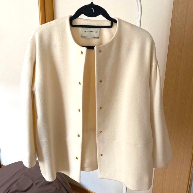 UNITED ARROWS W メタル ノーカラー ショートコート 36S