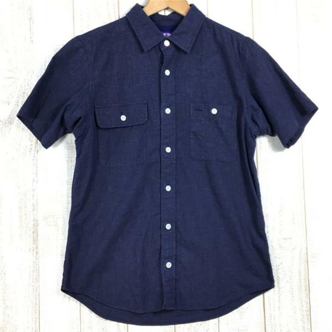 MENs S  ノースフェイス × ナナミカ パープルレーベル リネン ポリエステル ハーフスリーブ シャツ Linen Polyester H/S Shirt ショートスリーブ 生産終了モデル 入手困難 NORTH FACE NT3522N ネイビー系