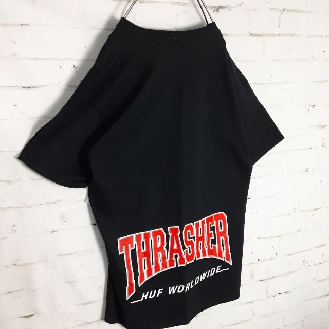 新品!!海外限定!! HUF THRASHER コラボ ブラック Tシャツ 半袖