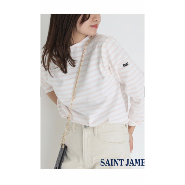 SAINT JAMES(セントジェームス)のセントジェームス　OUESSANT ボーダー　ピンク レディースのトップス(Tシャツ(長袖/七分))の商品写真