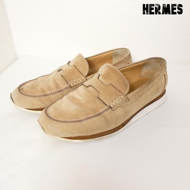 良品 HERMES スエード ラウンドトゥ ローファー スリッポン - ドレス