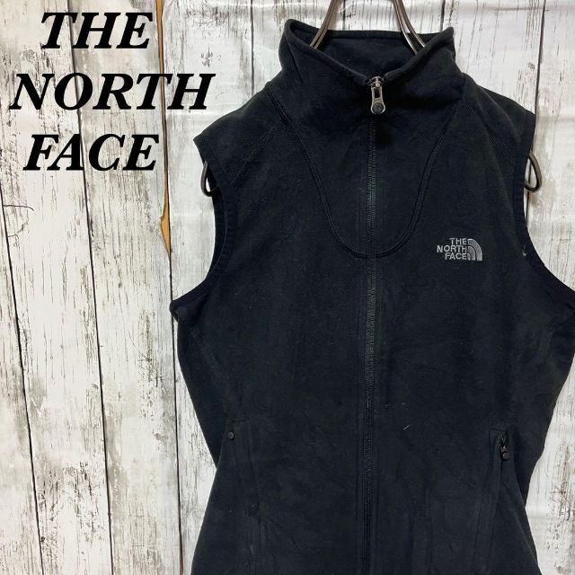 THE NORTH FACE　ノースフェイス　フリースベスト　ブラック　刺繍ロゴ