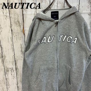 【人気アーチ刺繍ロゴ◎】NAUTICAパーカーグレーかぶりプルオーバーM