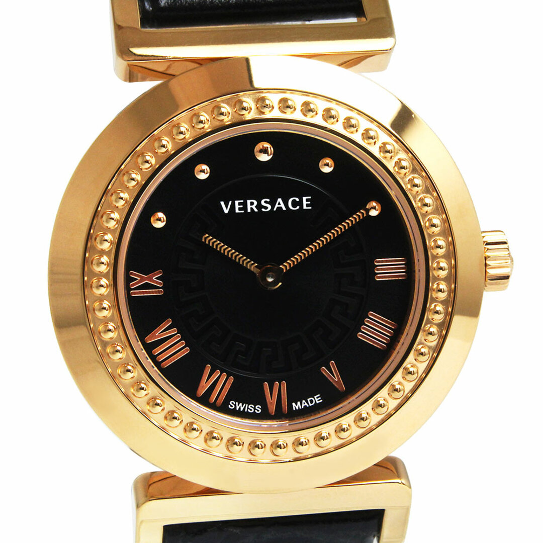 VERSACE(ヴェルサーチ)のヴェルサーチ ヴァニティ クォーツ 腕時計 レザー ブラック ゴールド 黒 P5Q80D009S009 訳あり VERSACE（未使用　展示品） レディースのファッション小物(腕時計)の商品写真