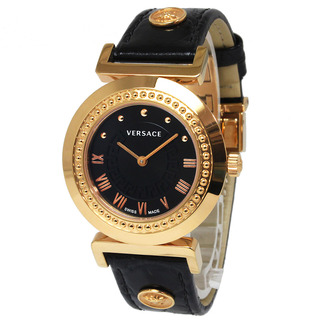 ヴェルサーチ(VERSACE)のヴェルサーチ ヴァニティ クォーツ 腕時計 レザー ブラック ゴールド 黒 P5Q80D009S009 訳あり VERSACE（未使用　展示品）(腕時計)
