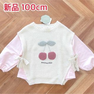 シマムラ(しまむら)の【morinorinkle】チェリーワッペンレイヤード風トップス 100cm(Tシャツ/カットソー)