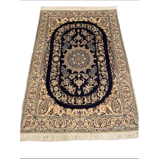 ペルシャ絨毯　ナイン産　コルクウール&シルク 手織りハビビアン工房6LA 最高級