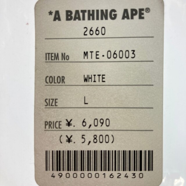 A BATHING APE(アベイシングエイプ)の★アベイシングエイプ Tシャツ ホワイト sizeL メンズのトップス(Tシャツ/カットソー(半袖/袖なし))の商品写真