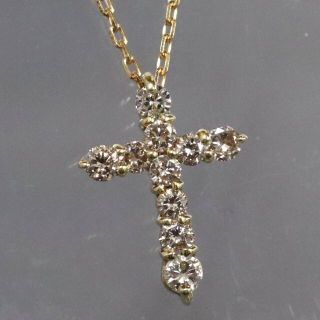 ダイヤモンド/1.00ct クロスモチーフ ネックレス K18WG D0928