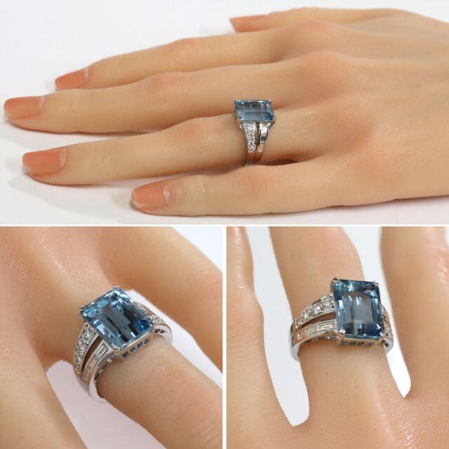 MIKIMOTO - ミキモト Pt950アクアマリンダイヤモンドリング AQ5.63 9.4