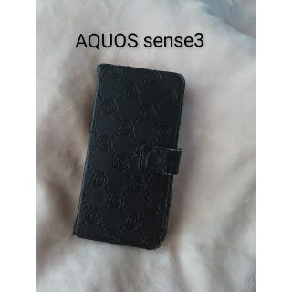 スマホケース AQUOS sense 3 手帳型★黒　花　薔薇(スマホケース)