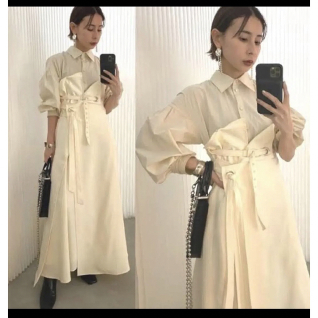 Ameri VINTAGE(アメリヴィンテージ)のAmeri vintage MILLEFEUILLE SHIRT DRESS レディースのワンピース(ロングワンピース/マキシワンピース)の商品写真