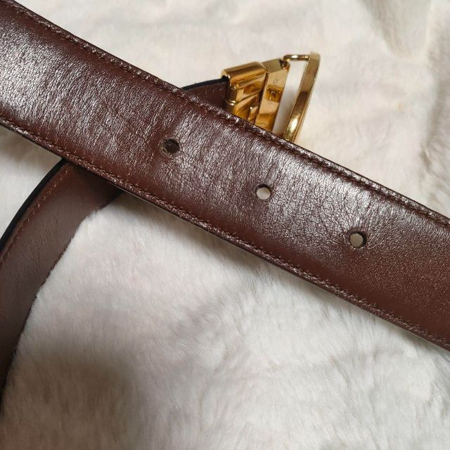 GUCCI グッチ インターロッキング 本革 ベルト ブラウン 茶 レディース-