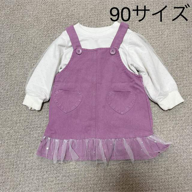 90サイズ　サスペンダースカート＋カットソーセット キッズ/ベビー/マタニティのキッズ服女の子用(90cm~)(スカート)の商品写真