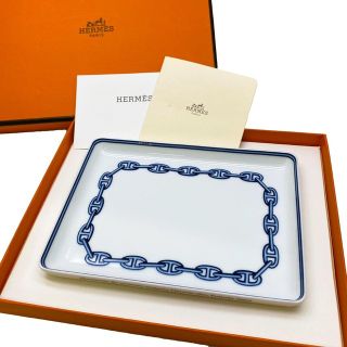 エルメス(Hermes)の[USED/中古]HERMES エルメス 食器 シェーヌダンクル 未使用 16×12 小物トレー ホワイト ブルー 中古 ai-tdc-001683-4e(食器)