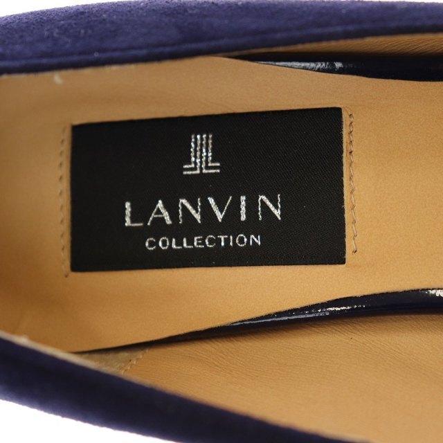 LANVIN(ランバン)のランバン コレクション パンプス ビジューヒール スエード 23 紺 黒 レディースの靴/シューズ(ハイヒール/パンプス)の商品写真