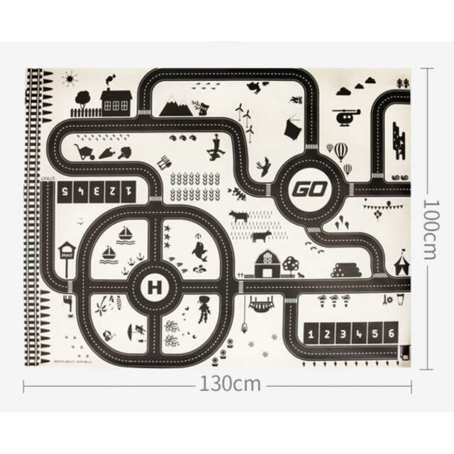 ファッション通販 北欧風 プレイマット 100cm×130cm 知育 道路 車 遊び シート 部屋
