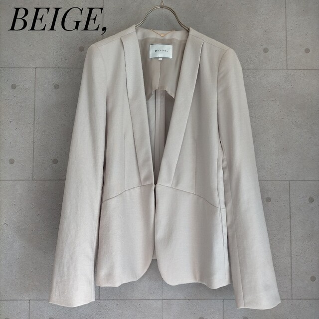 BEIGE, - 【ベイジ】JENNA / ジャケット 11号 ノーカラー ポリエステル ...