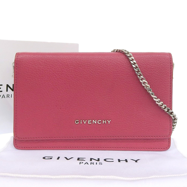 GIVENCHY(ジバンシィ)の【本物保証】 箱付 超美品 ジバンシー GIVENCHY ロゴ チェーンウォレット 長財布 レザー ワインレッド レディースのファッション小物(財布)の商品写真