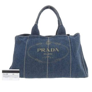 【本物保証】 布袋付 超美品 プラダ PRADA カナパ トート トートバッグ キャンバス ブルー BN1872 ラージ 大きい