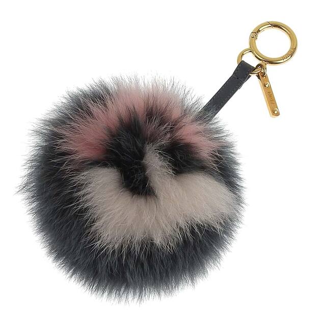 other(アザー)の【本物保証】 布袋付 新品同様 フェンディ FENDI FF柄 ロゴ チャーム ボンボン ぼんぼん ポンポン ダークグリーン系 レディースのファッション小物(キーホルダー)の商品写真