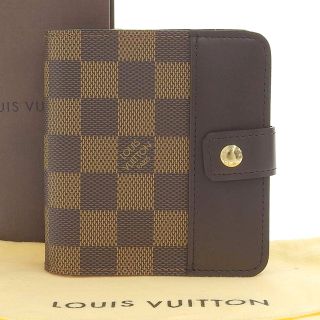 ルイヴィトン(LOUIS VUITTON)の【本物保証】 箱・布袋付 新品同様 ルイヴィトン LOUIS VUITTON ダミエ コンパクト ジップ ラウンドファスナー折財布 エベヌ 希少 N61668(財布)