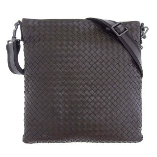 ボッテガヴェネタ(Bottega Veneta)の【本物保証】 ボッテガヴェネタ BOTTEGA VENETA イントレチャート 斜め掛け ショルダーバッグ レザー 茶 ブラウン 276356(ショルダーバッグ)