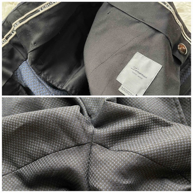 TENORAS(ティノラス)のティノラス 2Bスーツ セットアップ ネイビー×ブラック ブロックチェック M メンズのスーツ(セットアップ)の商品写真