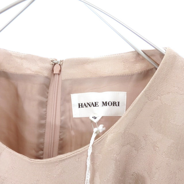 ハナエモリ HANAE MORI ジャガードノースリーブワンピース ドレス 38