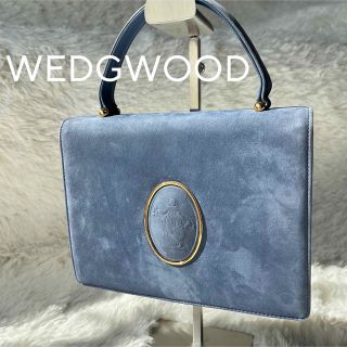 ウェッジウッド(WEDGWOOD)のレア　WEDGWOOD ハンドバッグ　クラッチバッグ　オーナメント　ヌバック　青(ハンドバッグ)