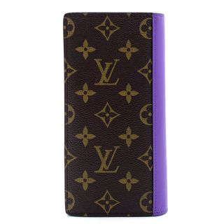 ルイヴィトン(LOUIS VUITTON)のLOUIS VUITTON ルイヴィトン 長財布 モノグラムマカサー ポルトフォイユブラザNM ブラウン 茶 パープル 紫 ラウンドファスナー M81538    マットブラック金具 メンズ 人気 美品【中古品】(長財布)