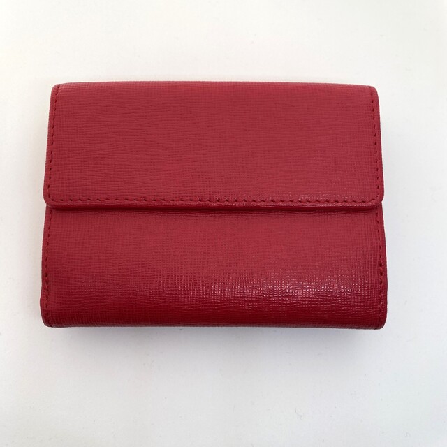 フルラ　未使用　コンパクト財布　三つ折り　レザー　赤系　ピンク