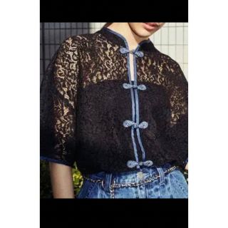 パメオポーズ(PAMEO POSE)のパメオポーズ　Macau Lace Top トップス チャイナ　黒(シャツ/ブラウス(長袖/七分))