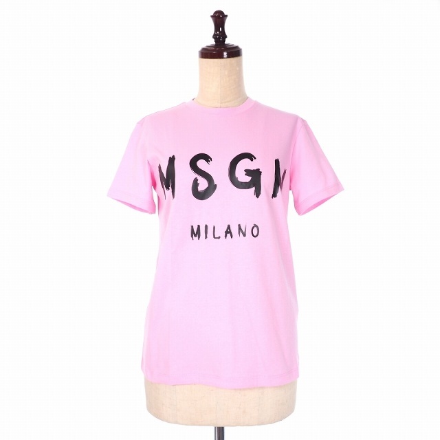 サイトや MSGM Tシャツ カットソー 半袖 XS ピンク ドローイング ロゴ