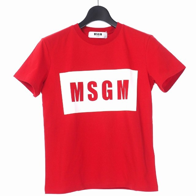 MSGM(エムエスジイエム)のMSGM ボックスロゴ プリント Tシャツ カットソー 半袖 クルーネック S レディースのトップス(Tシャツ(半袖/袖なし))の商品写真