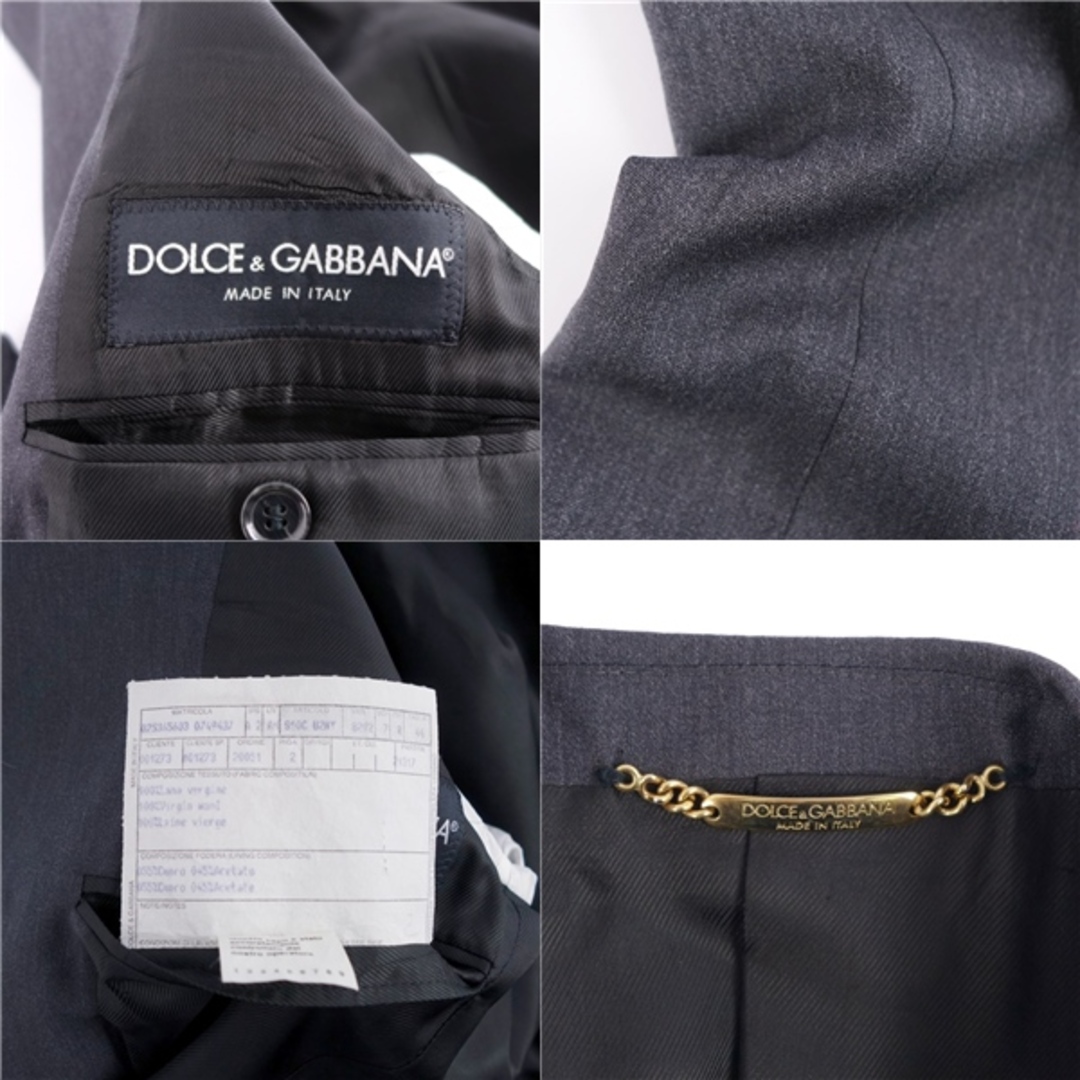 ドルチェ&ガッバーナ DOLCE&GABBANA セットアップ シングル スーツ ウール ストライプ ジャケット パンツ 44(S相当) ブラック 9