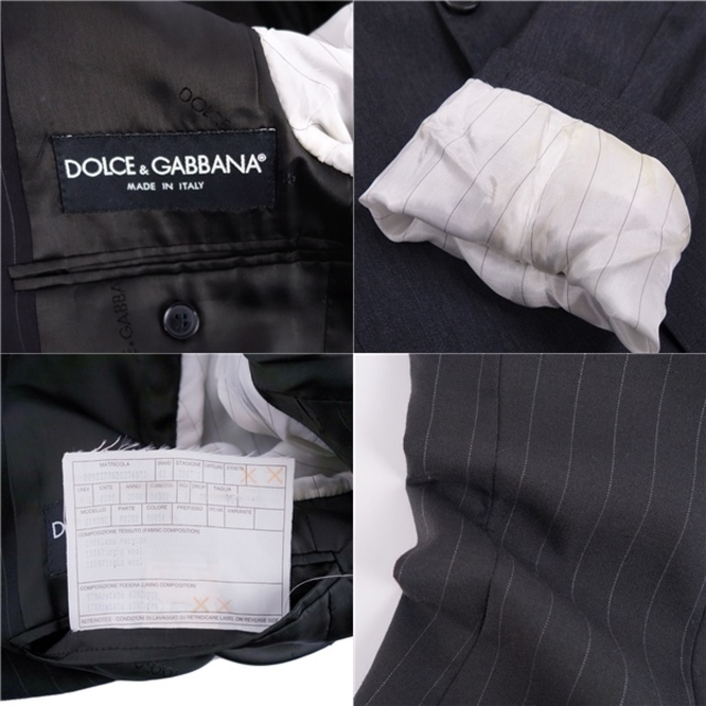 ドルチェ&ガッバーナ DOLCE&GABBANA セットアップ シングル スーツ 無地 ジャケット パンツ メンズ イタリア製 44(S相当) グレー 9