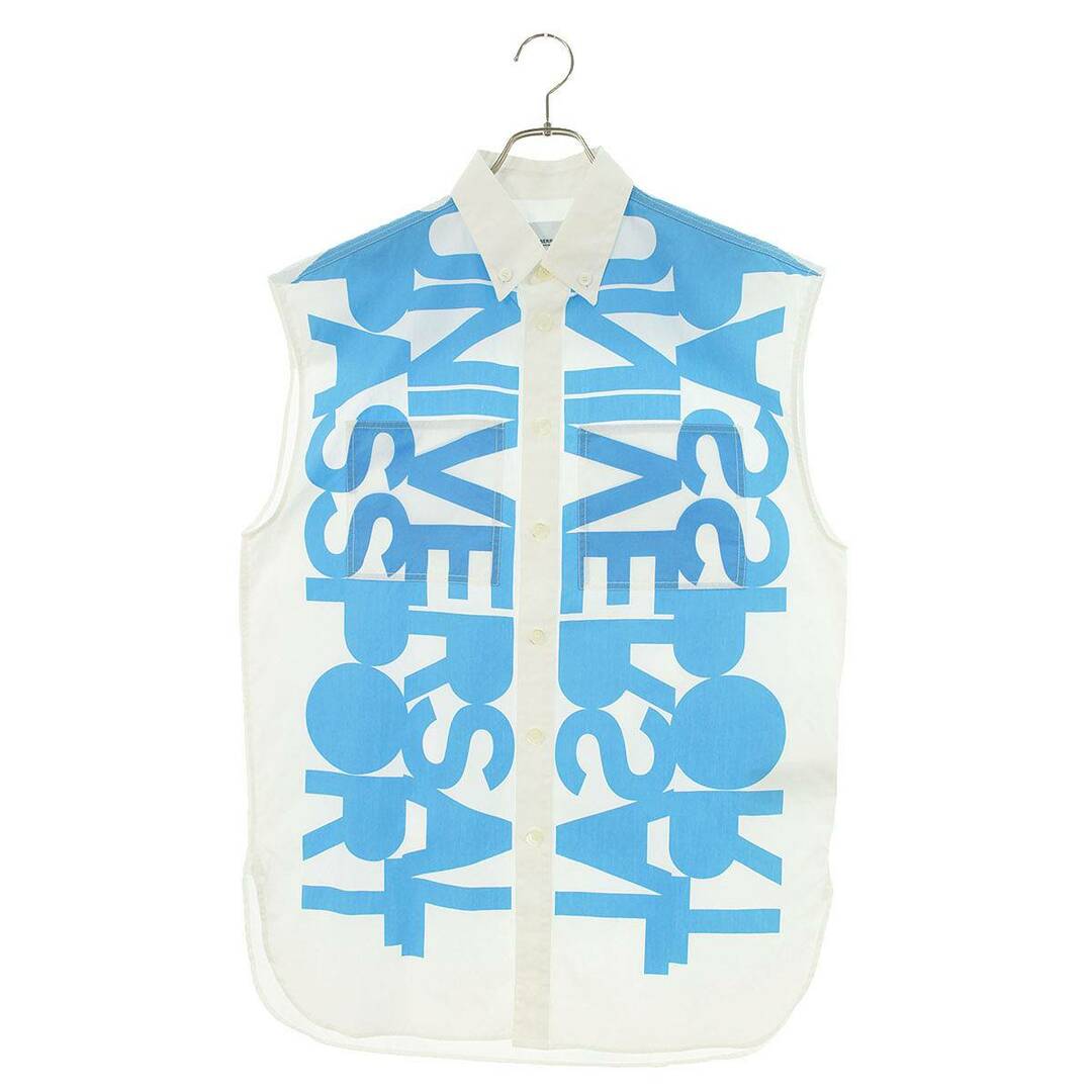 バーバリー  8051899/UNIVERSAL PASSPORT SLEEVELESS SHIRT スリーブレススローガンプリントノースリーブシャツ  メンズ S