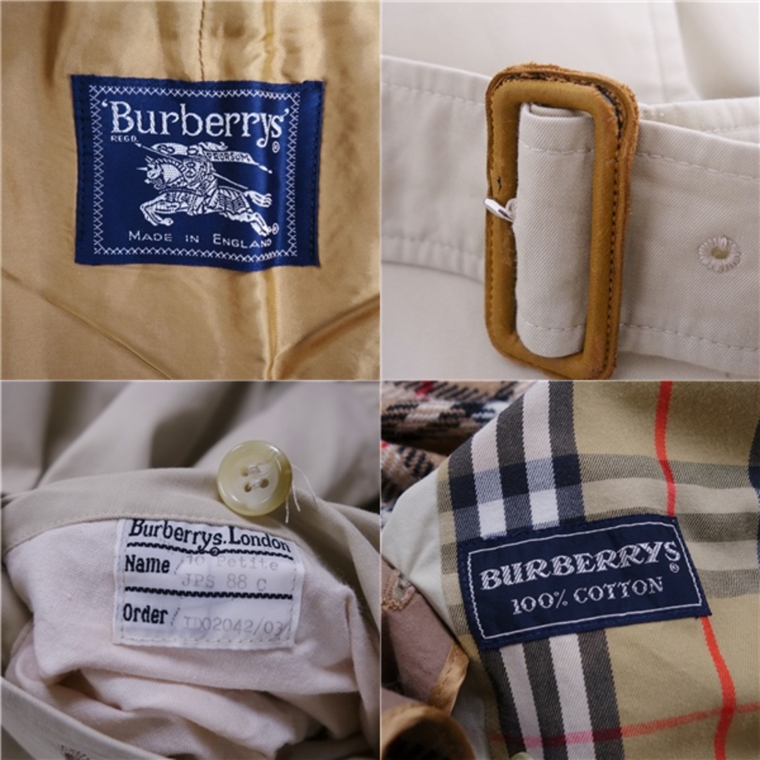 BURBERRY(バーバリー)の美品 Vintage バーバリー Burberrys コート 英国製 ライナー付き トレンチコート コットン100％ アウター レディース 10(M相当) ライトグレー レディースのジャケット/アウター(トレンチコート)の商品写真