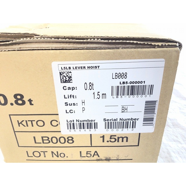 ☆未使用品☆3個セット♪ KITO キトー レバーブロック L5型 LB008 定格荷重 0.8t 標準揚程 1.5m 67201の通販 by  工具販売専門店Borderless(ラクマ店)｜ラクマ