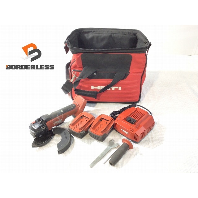 ☆品☆HILTI ヒルティ 22V 充電式 ディスクグラインダー AG125-A22 バッテリー2個(21.6V 3.3Ah) 充電器 バック付き 研磨 67548