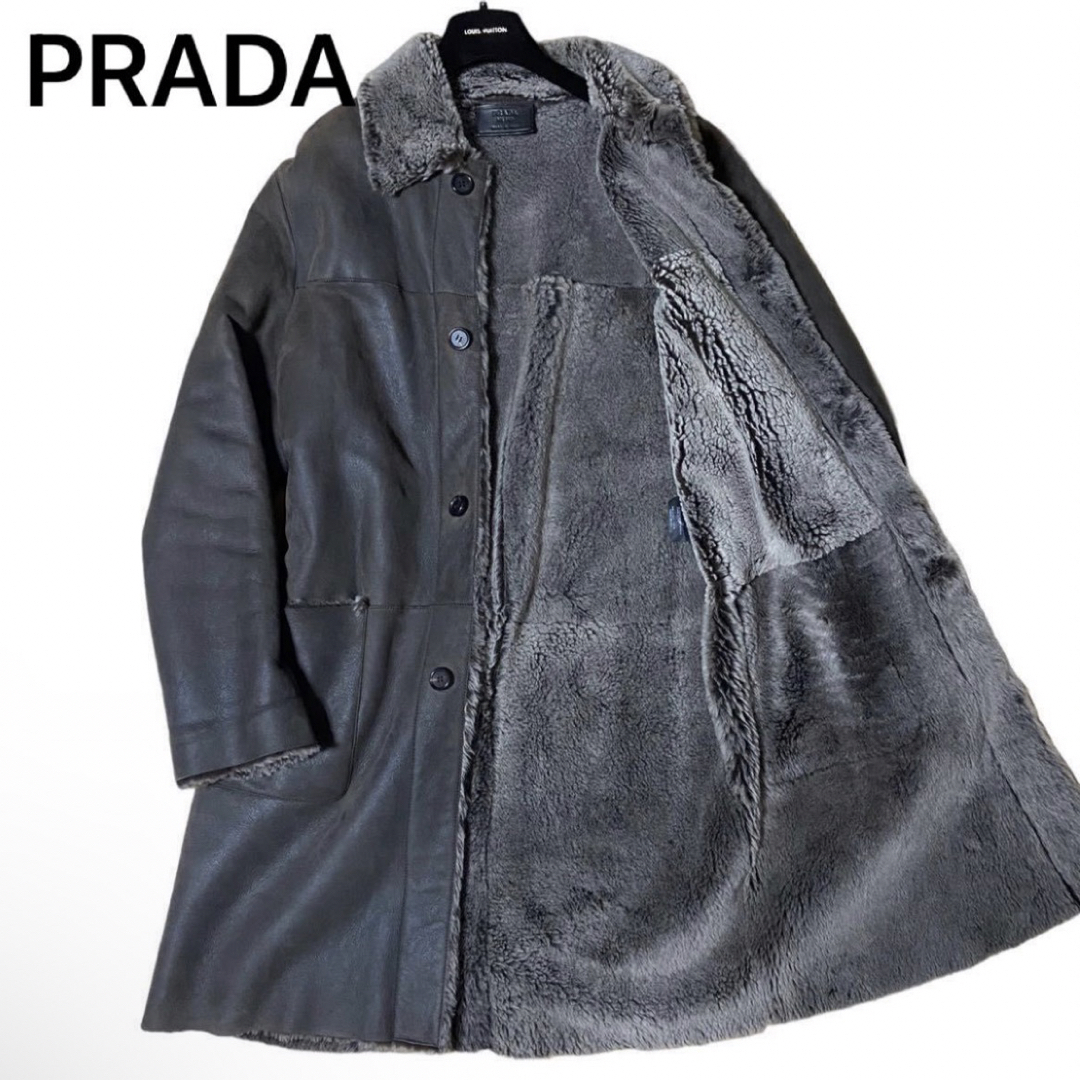 【定価80万超】PRADA プラダ ムートン ロングコート ダークブラウン