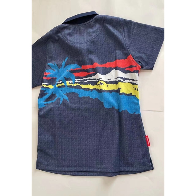L 新品定価12100円/ ルコックゴルフ女性西海岸プリント半袖ポロシャツ