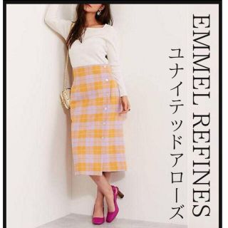 ユナイテッドアローズ(UNITED ARROWS)の【EMMEL REFINES/ユナイテッドアローズ】チェックラップ風スカート(ロングスカート)