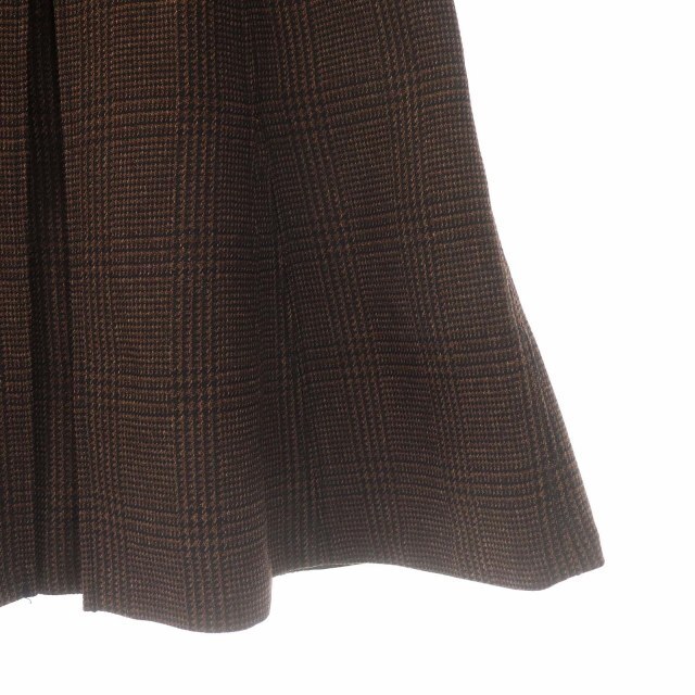 Rirandture(リランドチュール)のリランドチュール セミフレアスカート ひざ丈 チェック レースアップ 0 茶 レディースのスカート(ひざ丈スカート)の商品写真