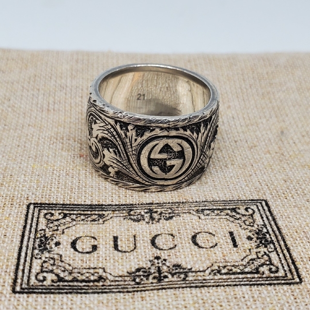 Gucci(グッチ)の【超レアBTS着用】GUCCI ガーデン リング シルバー 燻加工 メンズのアクセサリー(リング(指輪))の商品写真