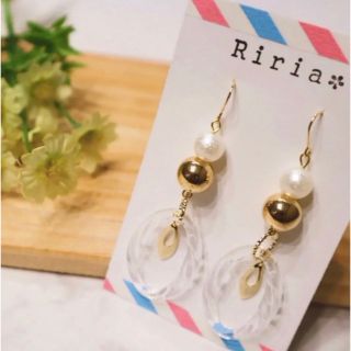 【ピアス】クリアフープ×ゴールドのシンプルピアス(ピアス)